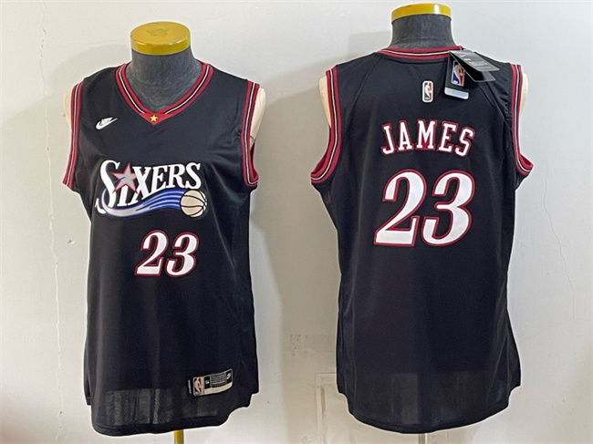 Women's Philadelphia 76ers #23 LeBron James Black 2026 Classic Edition Stitched Basketball Jersey(Run Small)